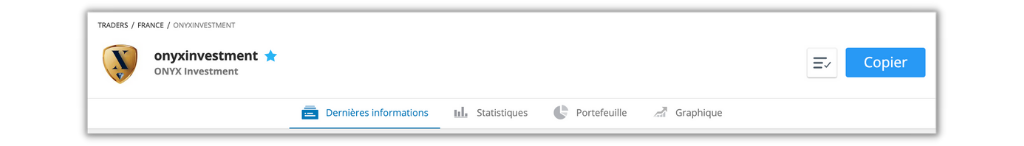Portefeuille long terme ONYX Investment sur eToro