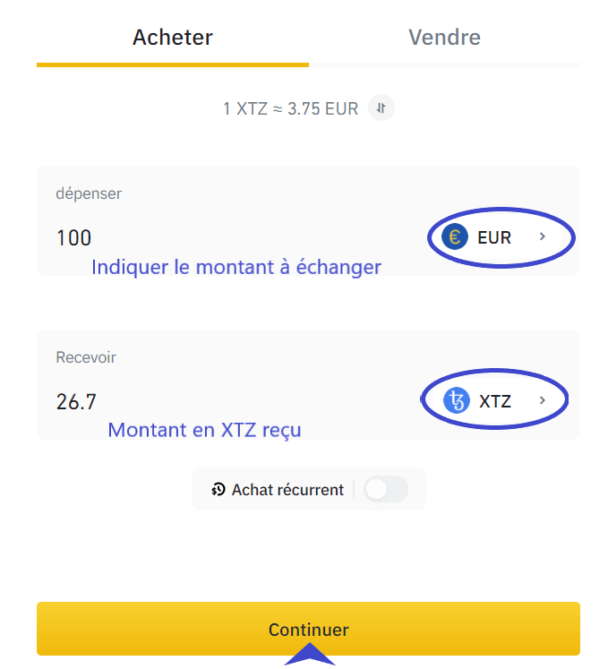 Etape 6 Dépôt Binance