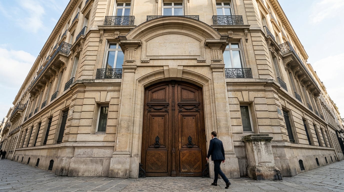 La façade en pierre d'un immeuble abritant le siège d'une compagnie d'assurance.