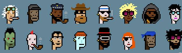 CryptoPunks, développé par Larva Labs, est une collection de 10 000 personnages générés de manière unique.