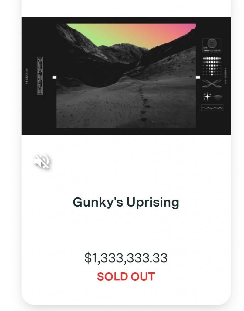 La chanson la plus chère est "Gunky's Uprising" de SlimeSunday et 3LAU, vendue pour 1,33 million de dollars.