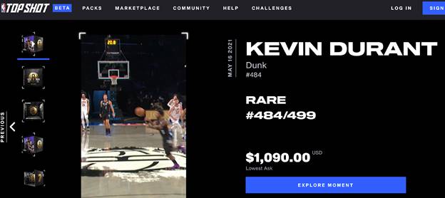 Un temps fort de la NBA de Lebron James a été vendu pour 200 000 dollars.